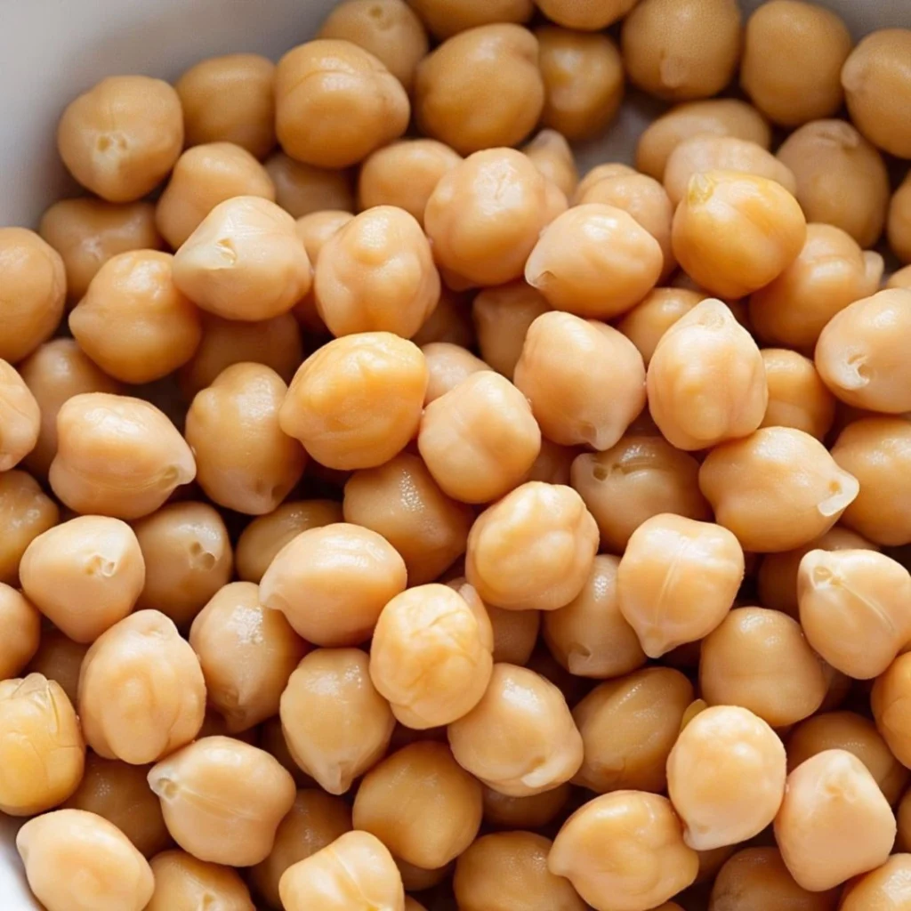 Bowl of cooked chickpeas as a butter bean substitute