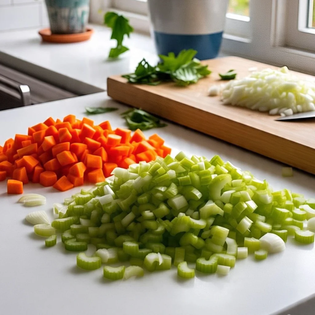 Fresh chopped vegetables ready for busy day soup